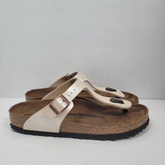 Birkenstock Shoes - Birkenstock Women's Gizeh Birko Flor Thong Pearl White Sandal US Size 9